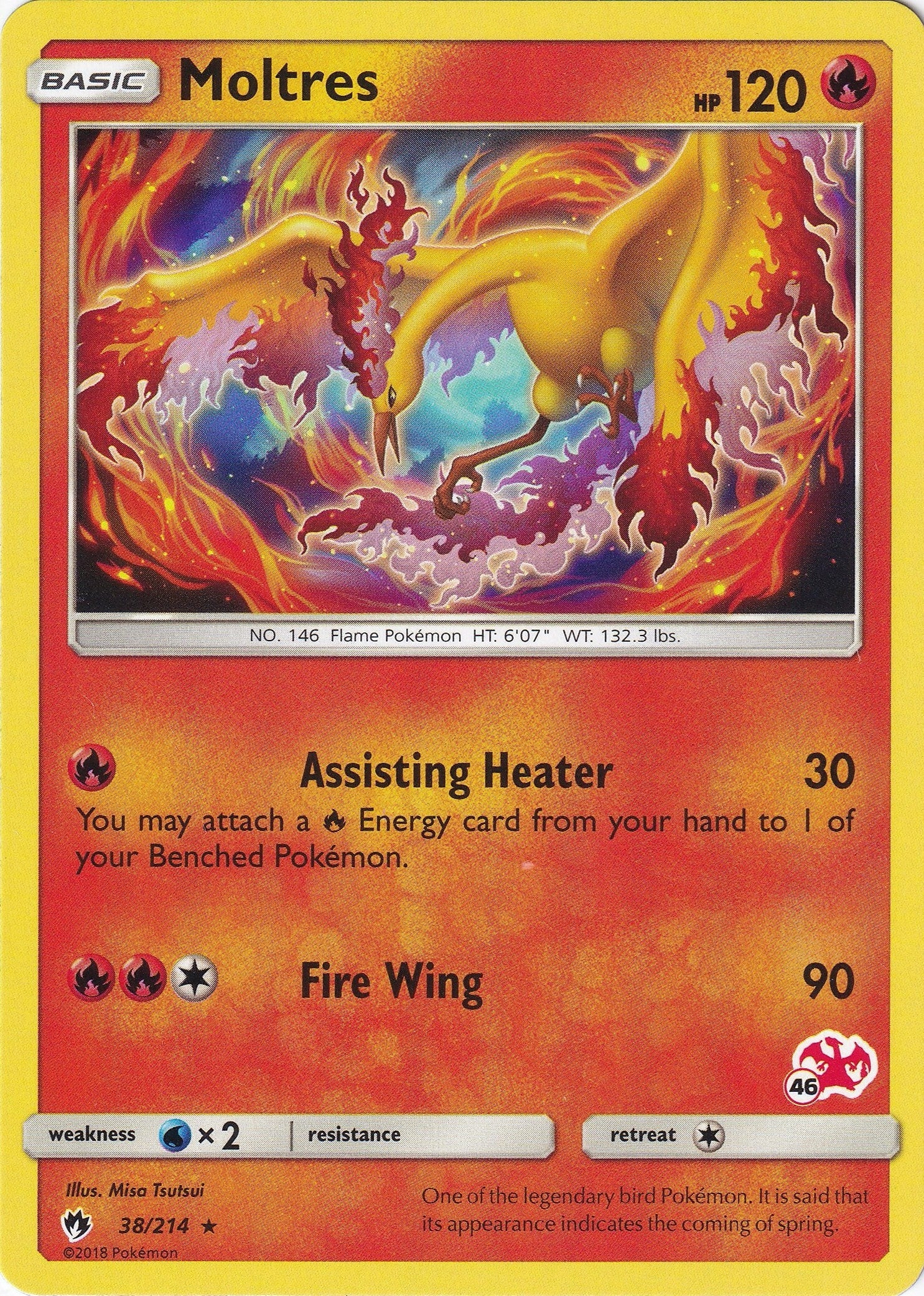 Moltres - 38/214 (#46 Charizard Stamped) (038/214) (Battle Academy) (BTA)