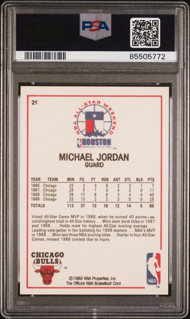 Michael Jordan 1989 Hoops All-Star #21 PSA 8