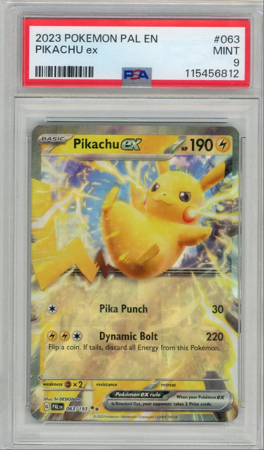 Pikachu ex Pokémon Paldea Evolved #063/193 PSA 9