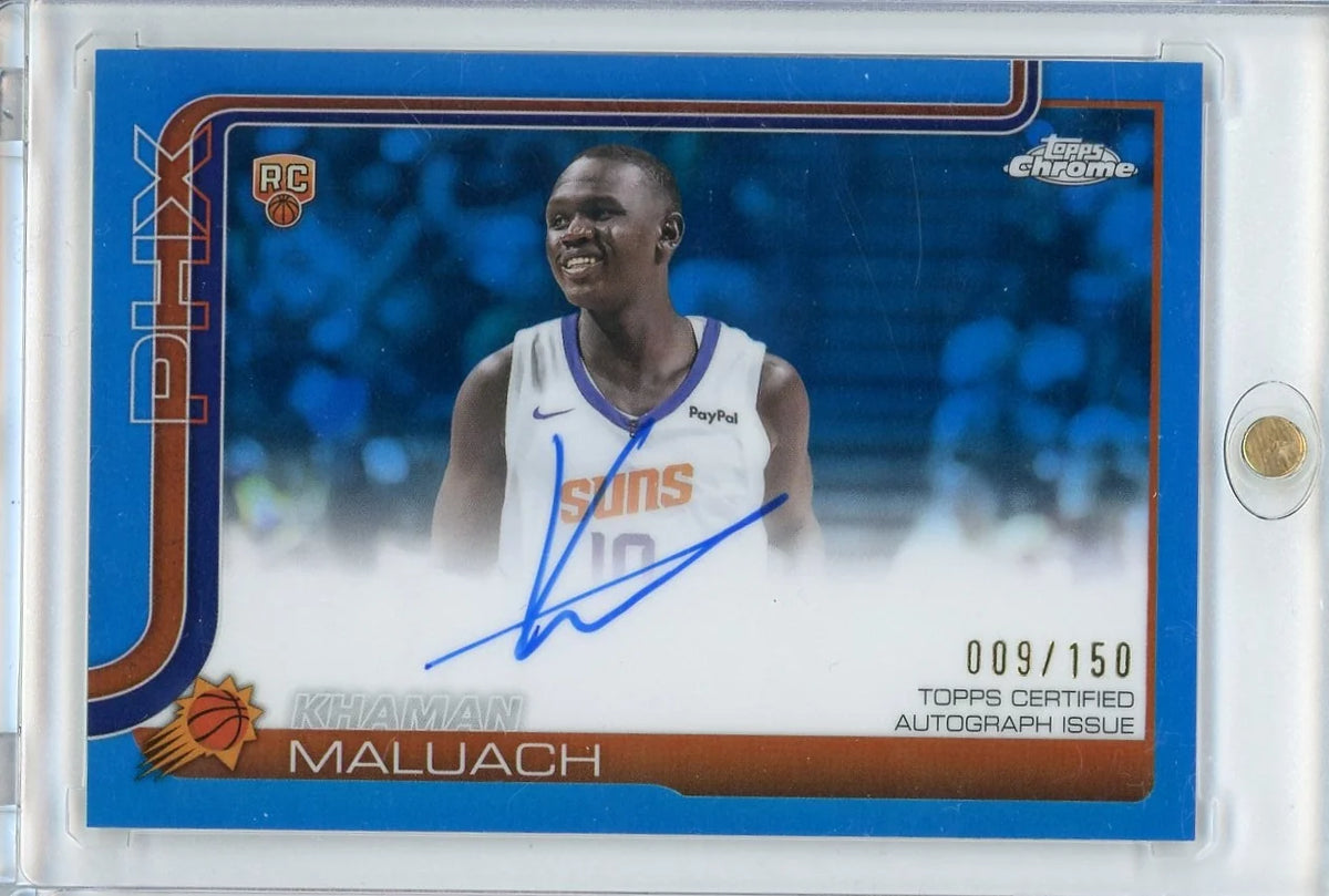 Khaman Maluach 2025 Topps Chrome Blue Refractor Auto RC #'d 009/150