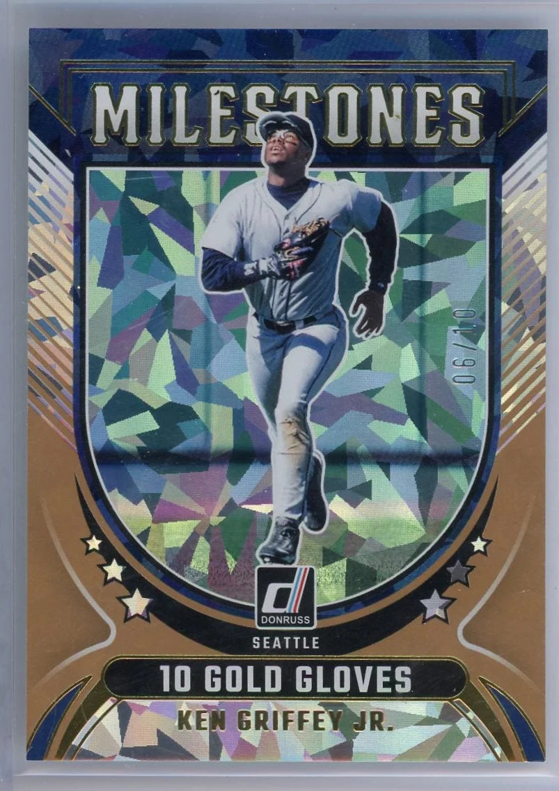 Ken Griffey Jr. 2024 Panini Donruss Milestones gold cracked ice #'d 06/10