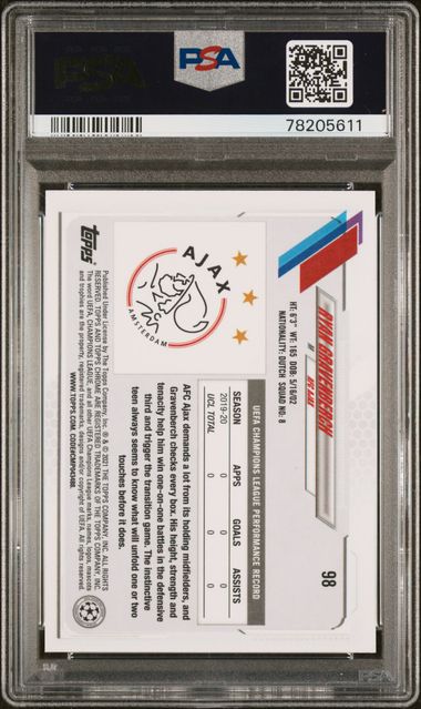 Ryan Gravenberch 2020 Topps Chrome rookie card PSA 10