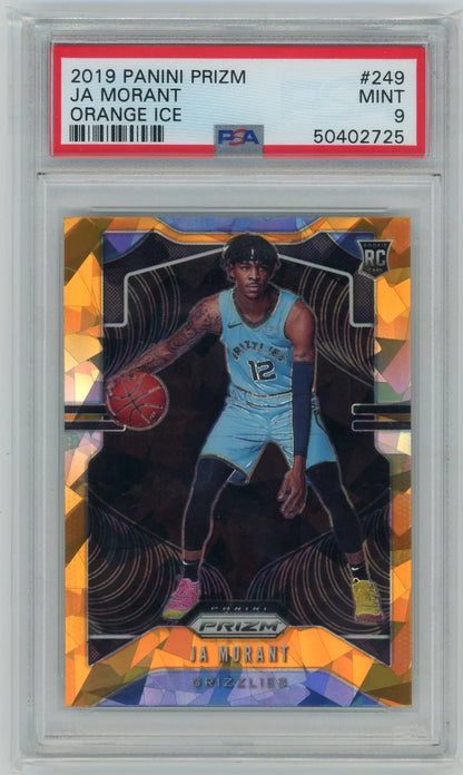 Ja Morant 2019 Panini Prizm Orange Ice Prizm Rookie Card PSA 9