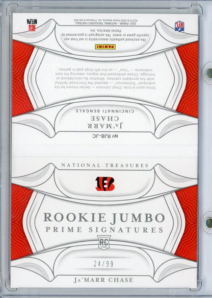 Ja'Marr Chase 2021 Panini National Treasures Rookie Jumbo Prime Signatures Booklet #'d 24/99