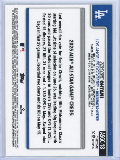 Shohei Ohtani 2025 Topps Chrome Update All Star Game Refractor