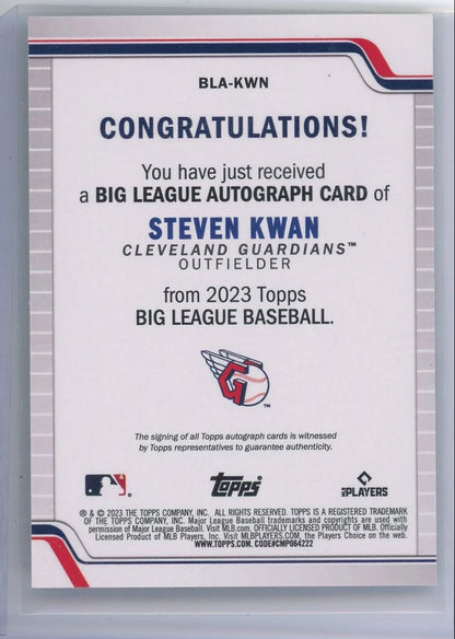 Steven Kwan 2023 Topps Big League autograph green #'d 86/99