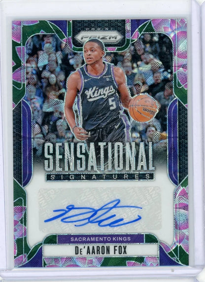De'Aaron Fox 2024-25 Panini Prizm Sensational Signatures auto lotus flower #'d 10/18