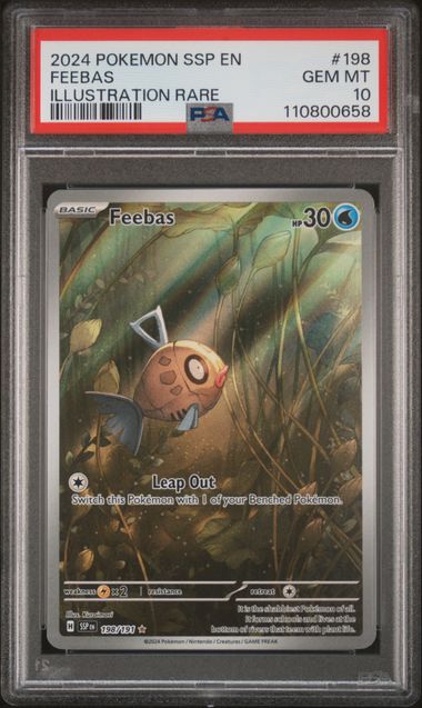 Feebas 2024 Pokémon Surging Sparks Illustration Rare #198/191 PSA 10