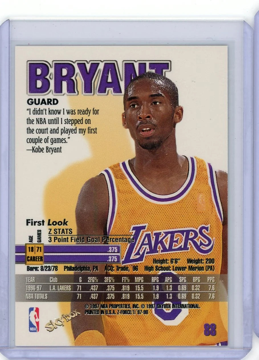 Kobe Bryant 1997 Skybox Z-Force #88