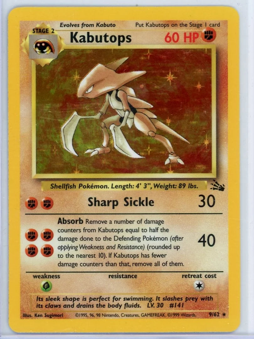 Kabutops 1999 Pokemon Fossil holo #9/62