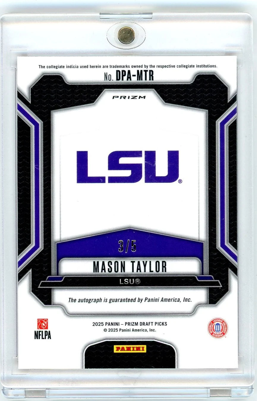 Mason Taylor 2025 Panini Draft Picks Autograph Red Flash #'d 3/5
