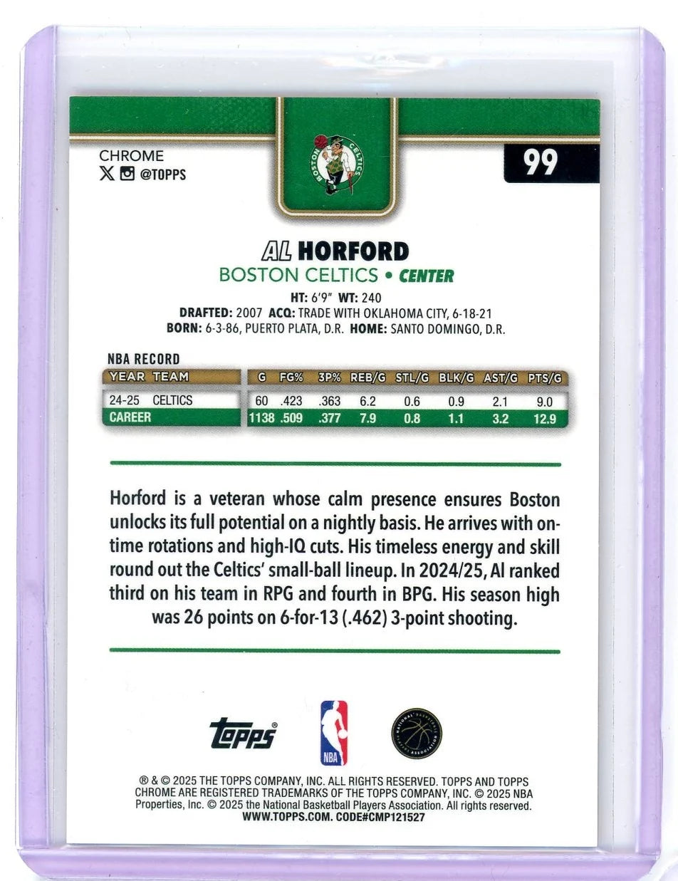 Al Horford 2025 Topps Chrome Orange Geometric Refractor #'d 01/25