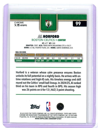 Al Horford 2025 Topps Chrome Orange Geometric Refractor #'d 01/25