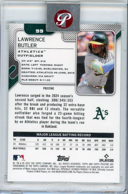 Vladimir Guerrero Jr 2025 Topps Pristine Aqua Error (Lawrence Butler Back) #'d 24/199
