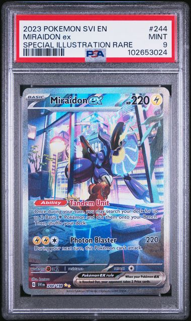 Miraidon ex 2023 Pokemon Scarlet Violet Base Set Special Illustration rare #244/198 PSA 9