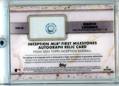 Marco Luciano 2024 Topps Inception First Milestones RPA #'d 94/99