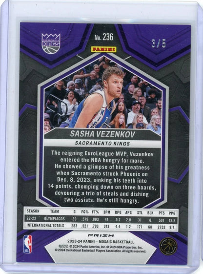 Sasha Vezenkov 2023-24 Panini Mosaic Gold Glitter RC #'d 3/5