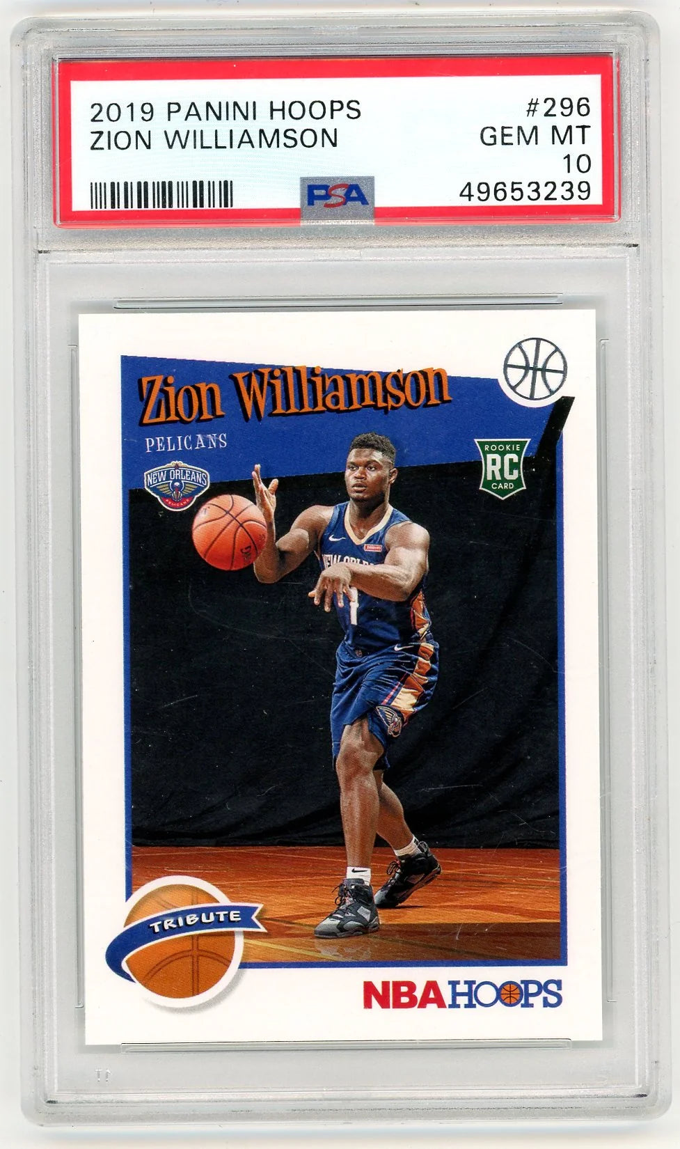 Zion Williamson 2019 Panini NBA Hoops rookie card PSA 10