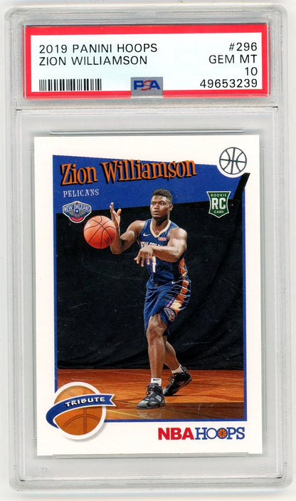 Zion Williamson 2019 Panini NBA Hoops rookie card PSA 10