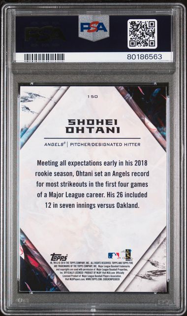 Shohei Ohtani 2018 Topps Fire #150 PSA 9