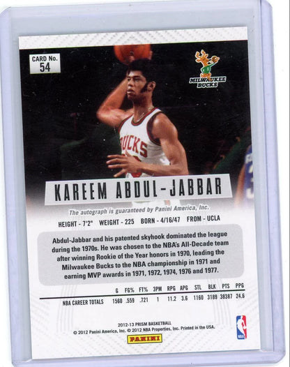 Kareem Abdul-Jabbar 2012-13 Panini Prizm autograph