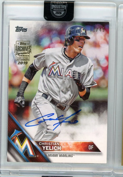 Christian Yelich 2019 Topps Archives Signature Series Auto #'d 11/49