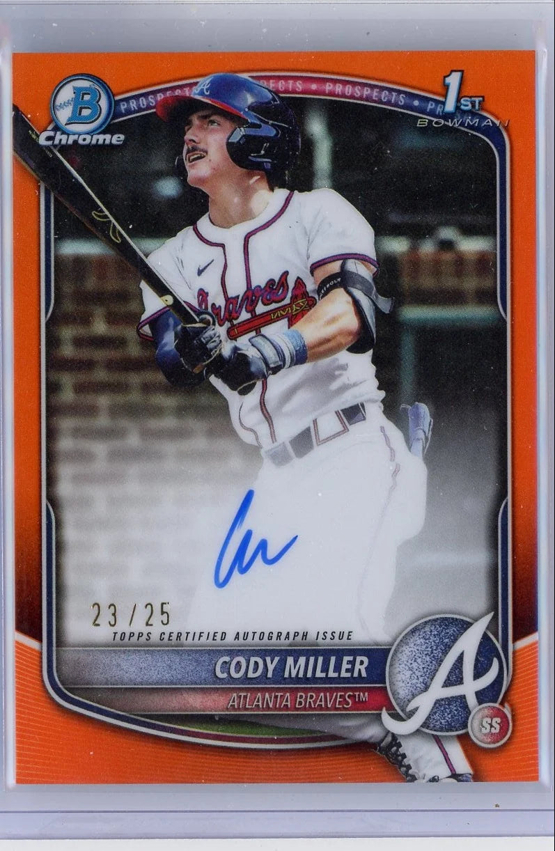 Cody Miller 2025 1st Bowman Chrome autograph orange refractor #'d 23/25