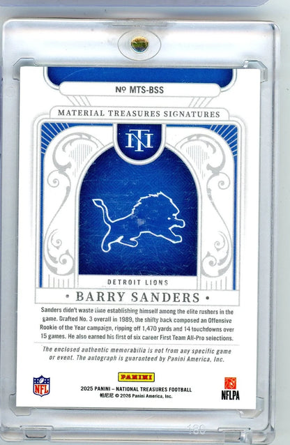 Barry Sanders 2025 Panini National Treasures Signatures autograph relic #'d 23/25