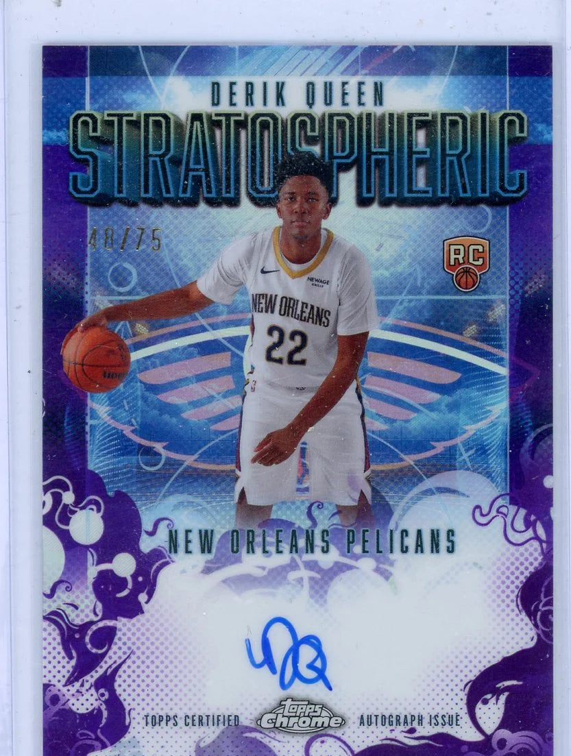 Derik Queen 2025-26 Topps Chrome Stratospheric Auto Purple #'d 48/75