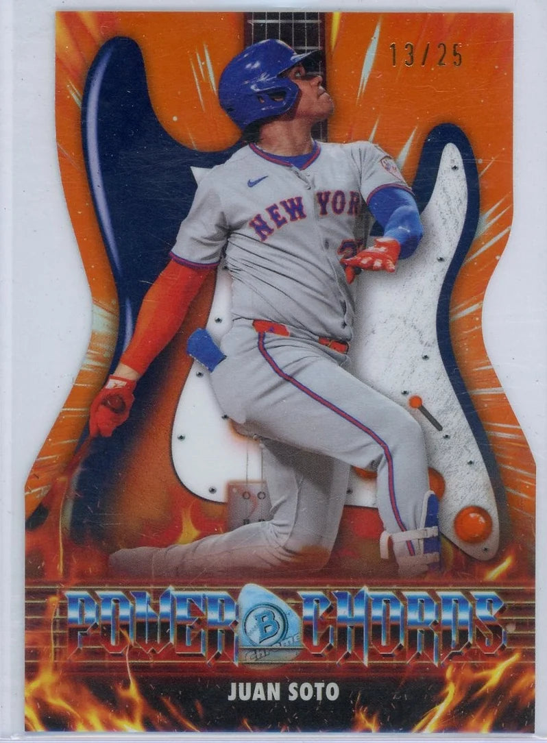 Juan Soto 2026 Bowman Chrome Power Chords die-cut orange ref. #'d 13/25