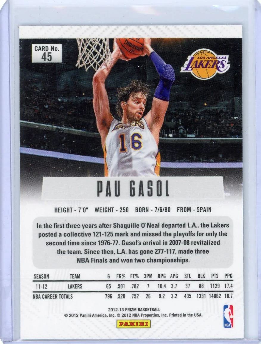 Pau Gasol 2012-13 Panini Prizm Silver