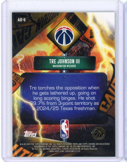 Tre Johnson III 2025-26 Topps Chrome Advisory rookie card