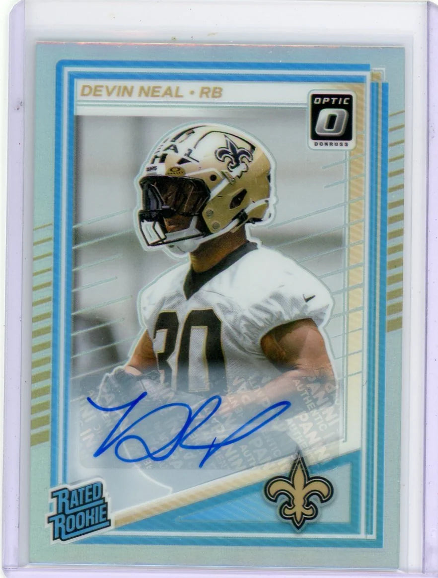 Devin Neal 2025 Panini Donruss Optic Rated Rookie Auto Holo Prizm #'d 058/199