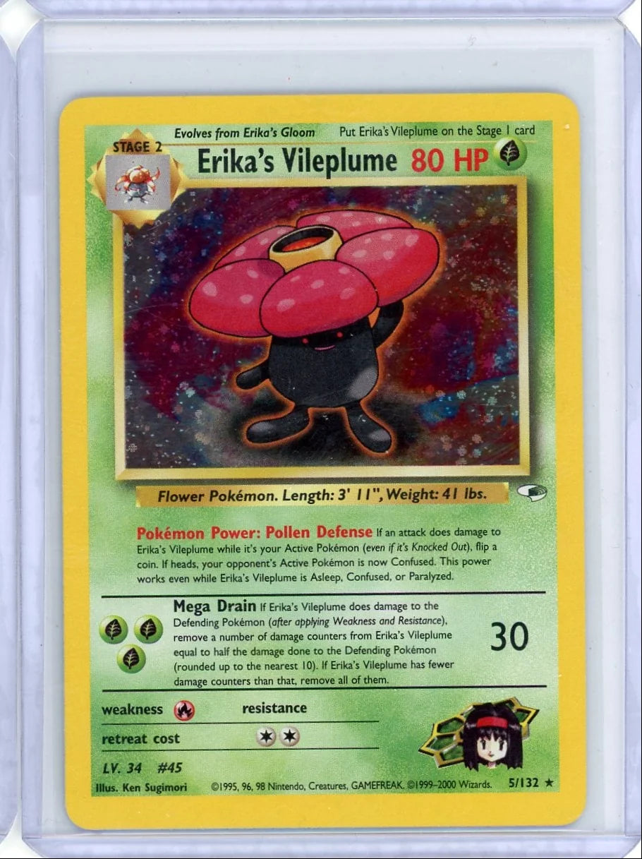 Erika's Vileplume Pokémon Gym Heroes Unlimited Holo Rare #5/132