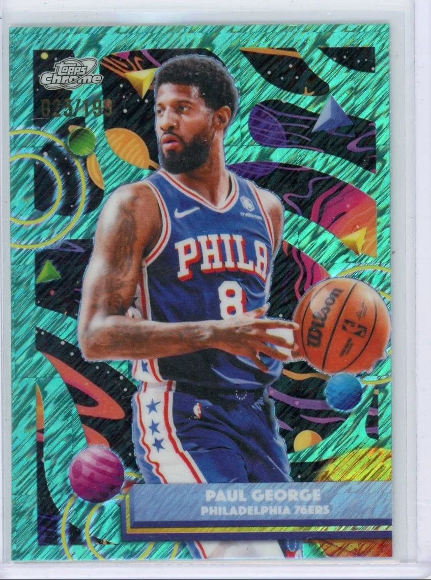 Paul George 2025-26 Topps Chrome Cosmic Aqua Equinox Refractor #'d 025/199