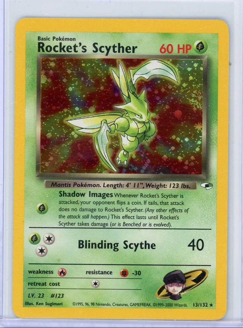 Rocket's Scyther Pokémon Gym Heroes 1st Edition Holo #13/132 DMG