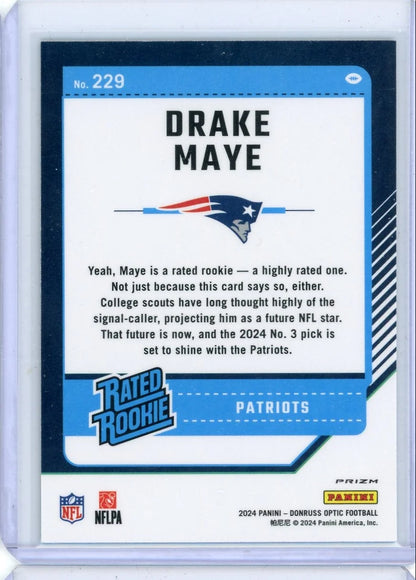 Drake Maye 2025 Panini Optic Green Hyper rookie card