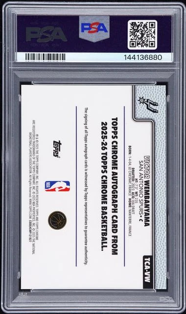 Victor Wembanyama 2025 Topps Chrome Autograph Gold Geometric #'d 48/50 PSA 9
