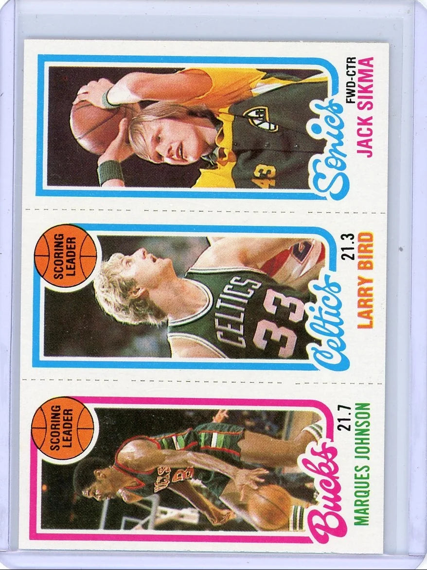 M. Johnson/L. Bird/J. Sikma 1980 Topps