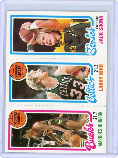 M. Johnson/L. Bird/J. Sikma 1980 Topps