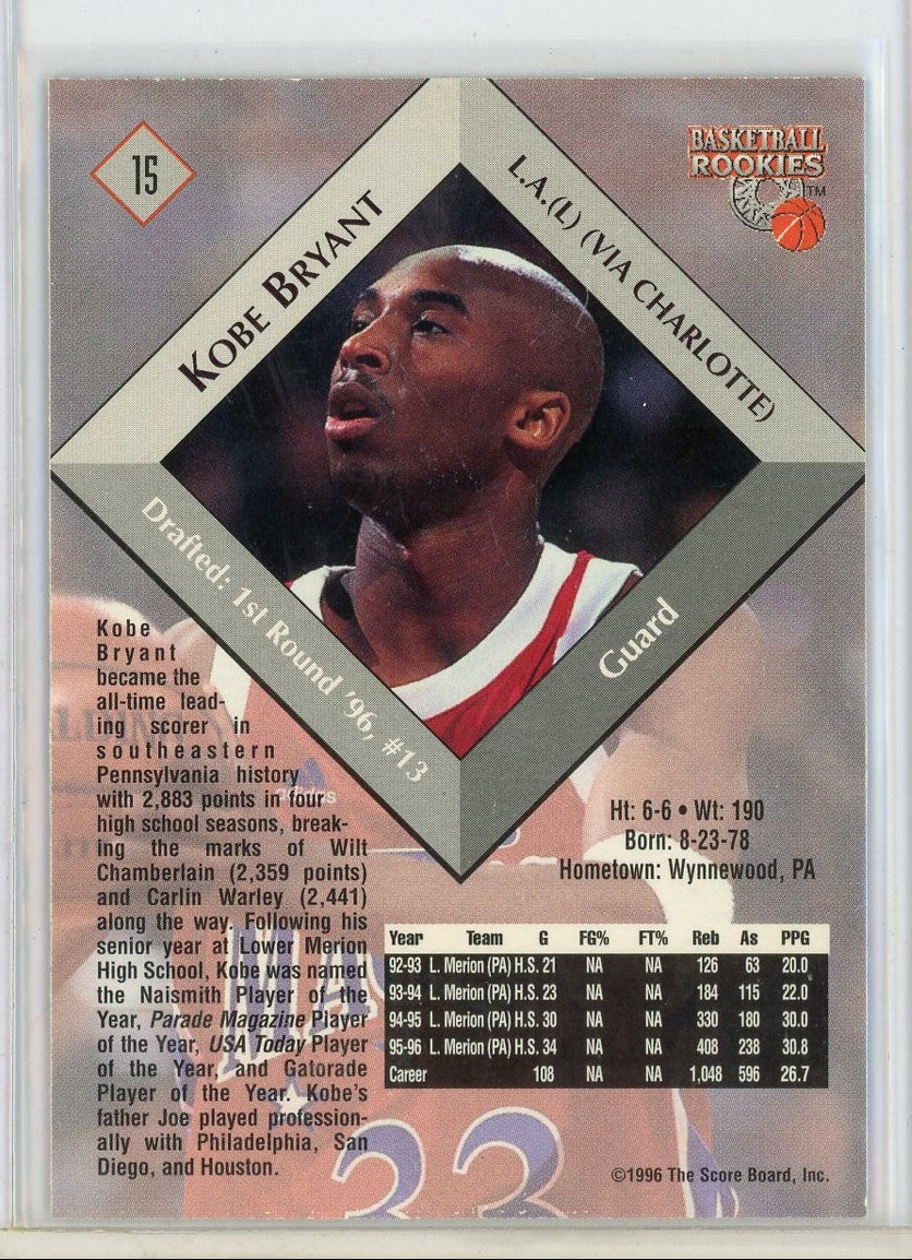 Kobe Bryant 1996 The Score Board Basketball Rookies #15