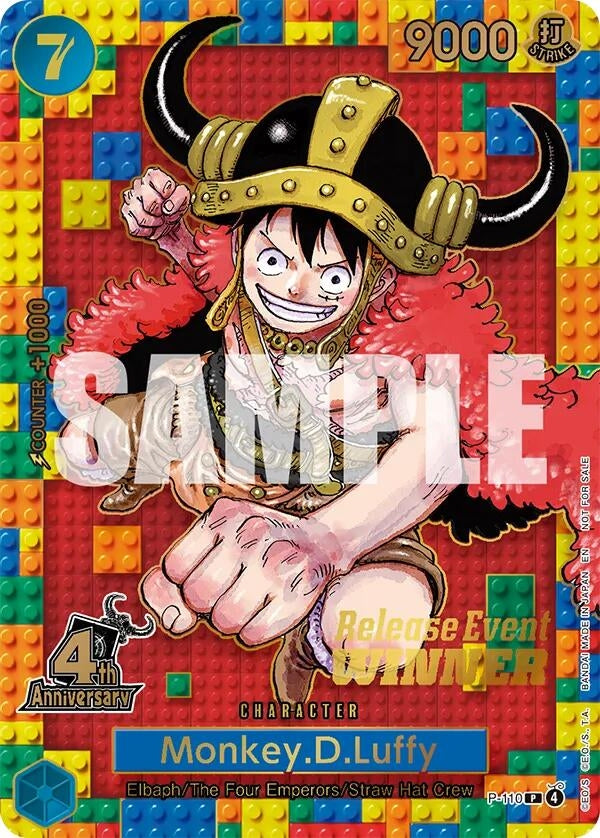 Monkey.D.Luffy (4th Anniversary) (Winner) (P-110) (One Piece Promotion Cards) (OP-PR)