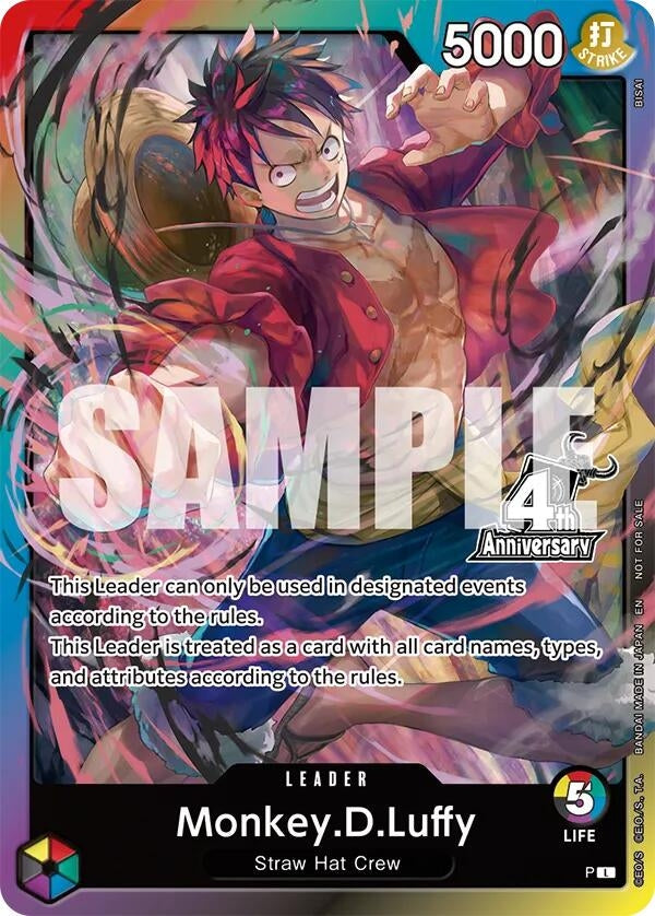 Monkey.D.Luffy (4th Anniversary Leader Card) (One Piece Promotion Cards) (OP-PR)