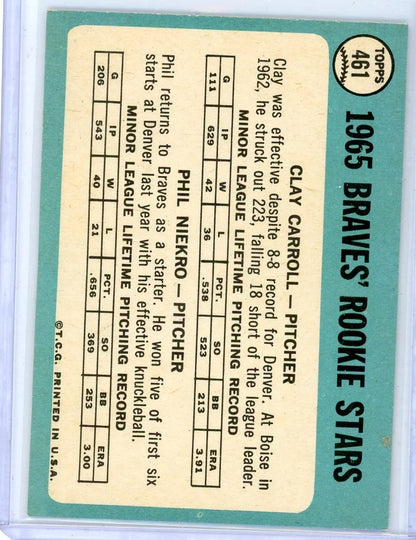 Phil Niekro Clay Carroll 1965 Topps Rookie Stars #461