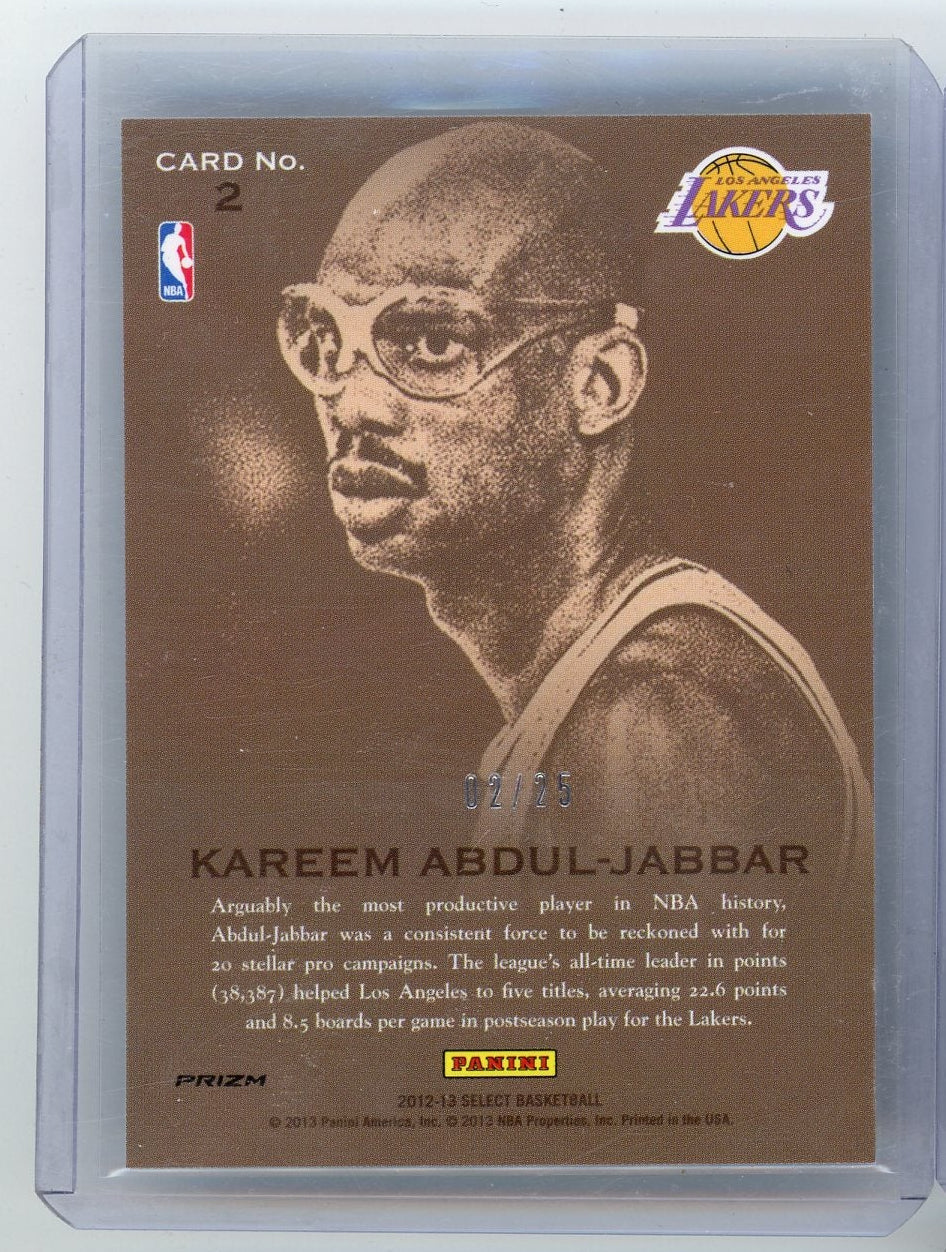Kareem Abdul-Jabbar 2012-13 Panini Select Hall Selections silver prizm #'d 02/25