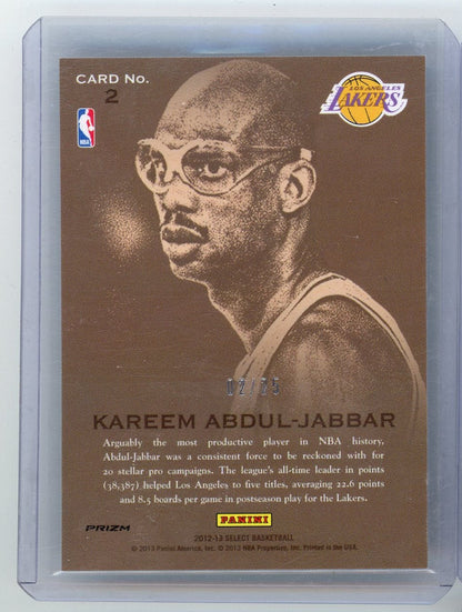 Kareem Abdul-Jabbar 2012-13 Panini Select Hall Selections silver prizm #'d 02/25