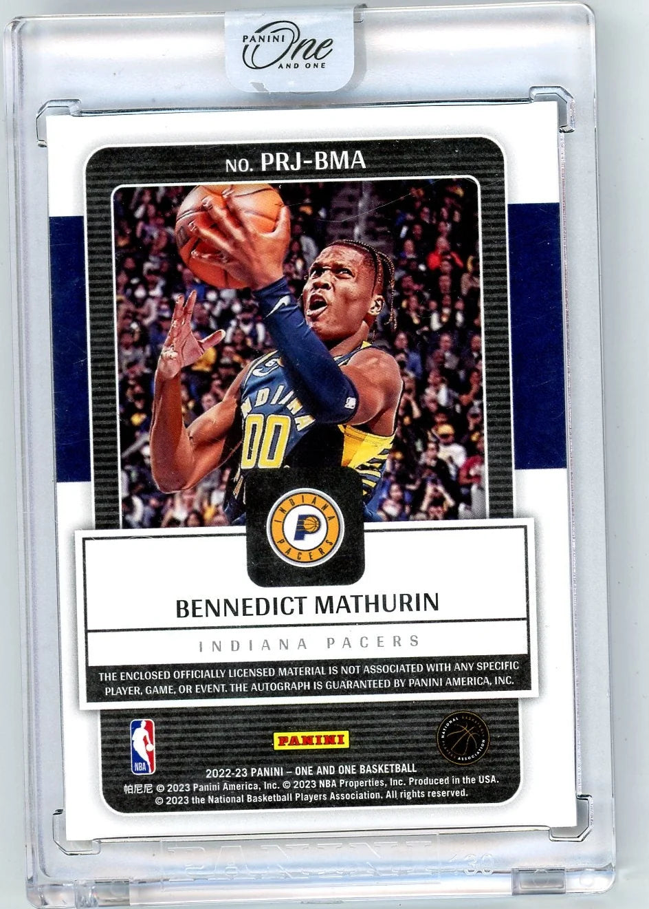 Bennedict Mathurin 2022-23 Panini One and One Prime Rookie Jersey Auto #'d 65/99