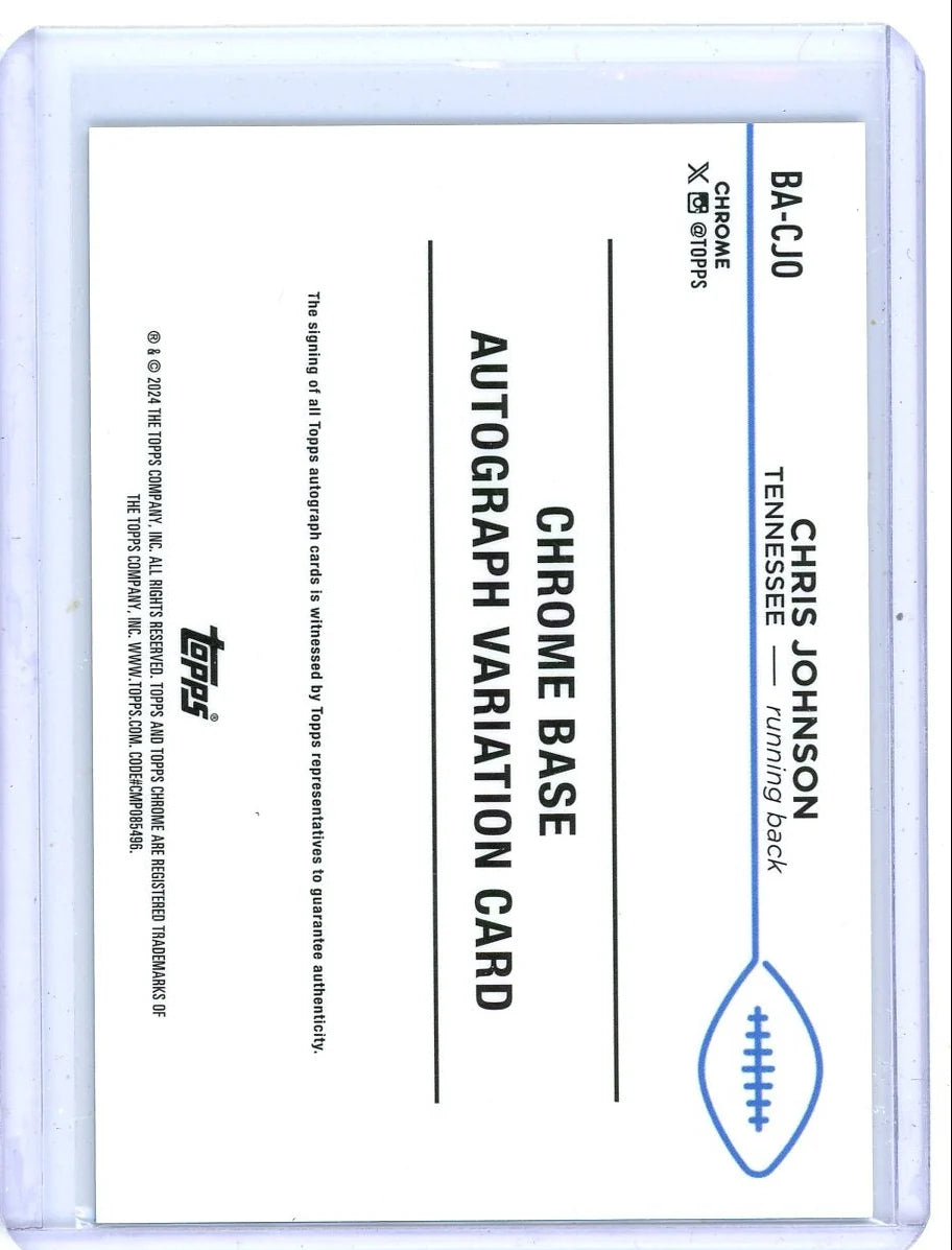 Chris Johnson 2024 Topps Chrome Autograph Aqua Sonar #'d 107/199