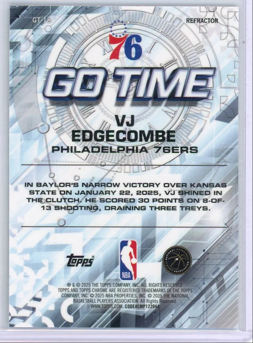 VJ Edgecombe 2025 Topps Chrome Go Time Refractor