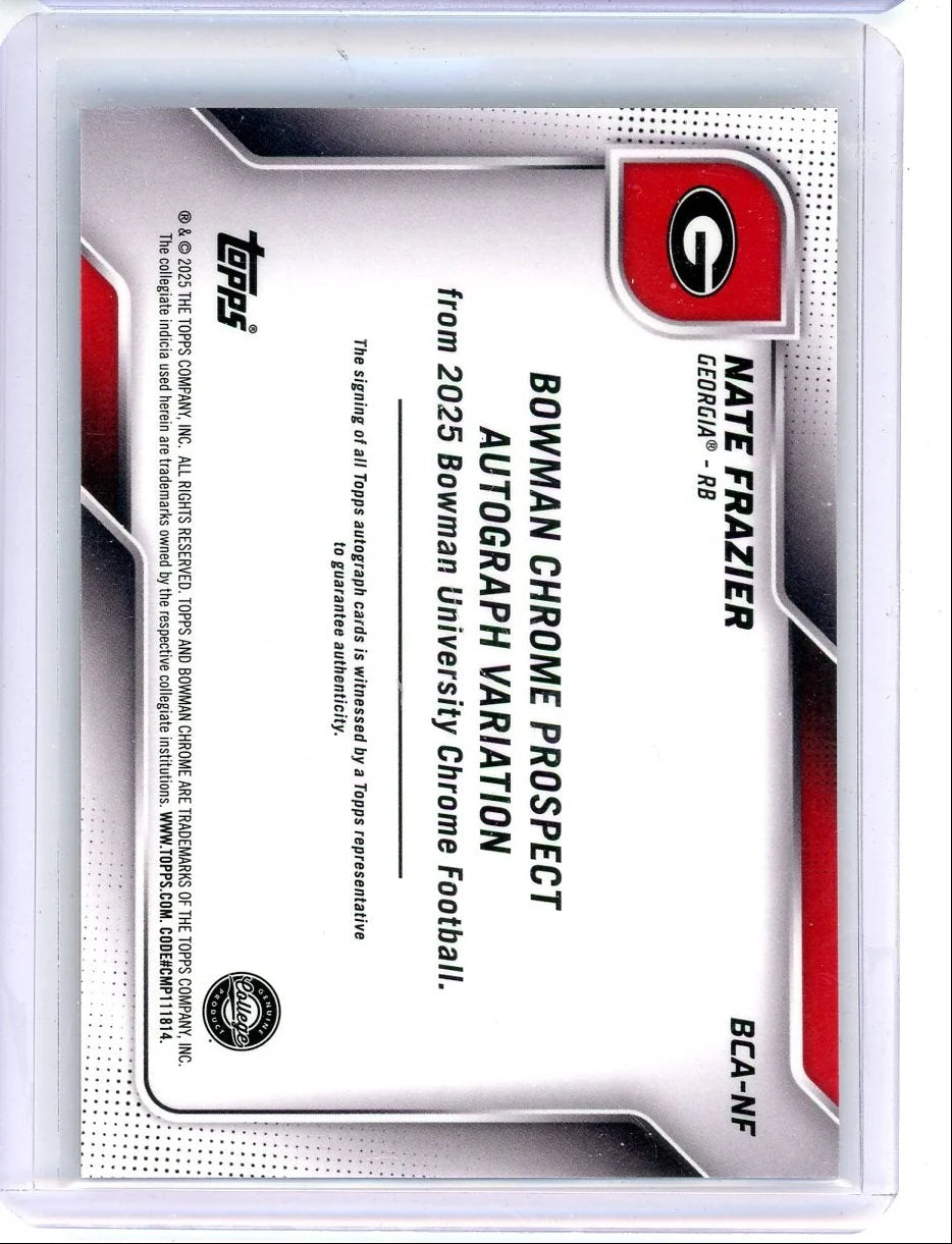 Nate Frazier 2025 1st Bowman Chrome autograph Blue ref. #'d 125/150